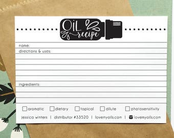 printable essential oil sample cards hand illustrated design | Etsy