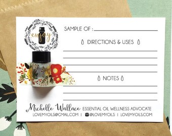 printable essential oil sample cards hand illustrated design