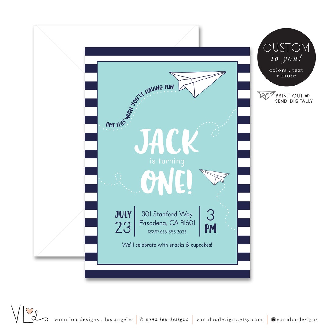 Paper Airplane Invitation Paper Plane Inspired Party Hand - Etsy