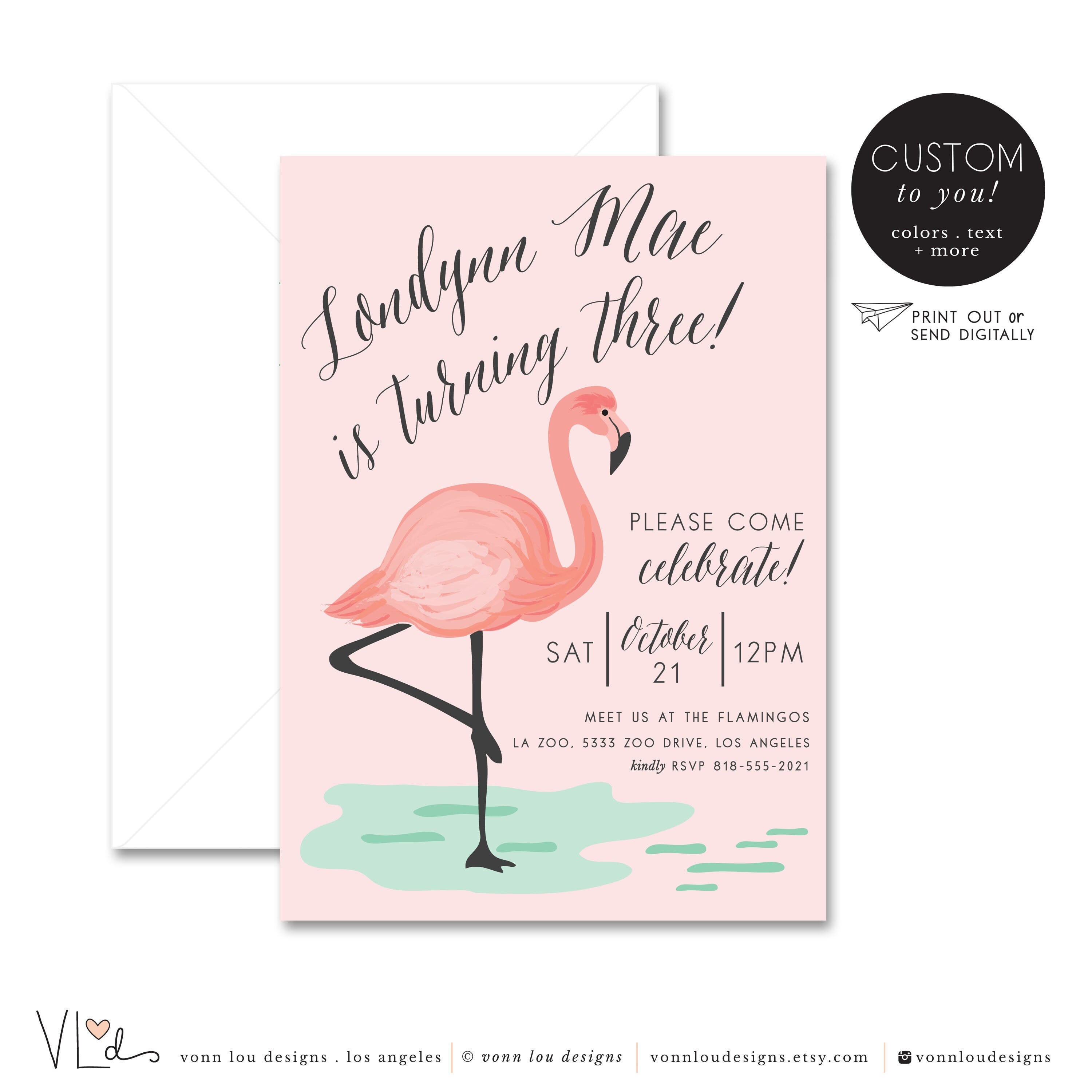 Flamingo Invitation Flamingo Party Pool Party Baby - Etsy