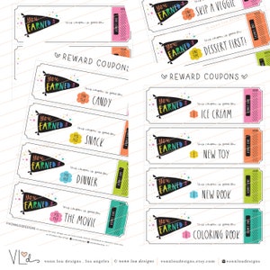 Kids Reward Coupons Printable Rainbow Hand Illustrated - Etsy