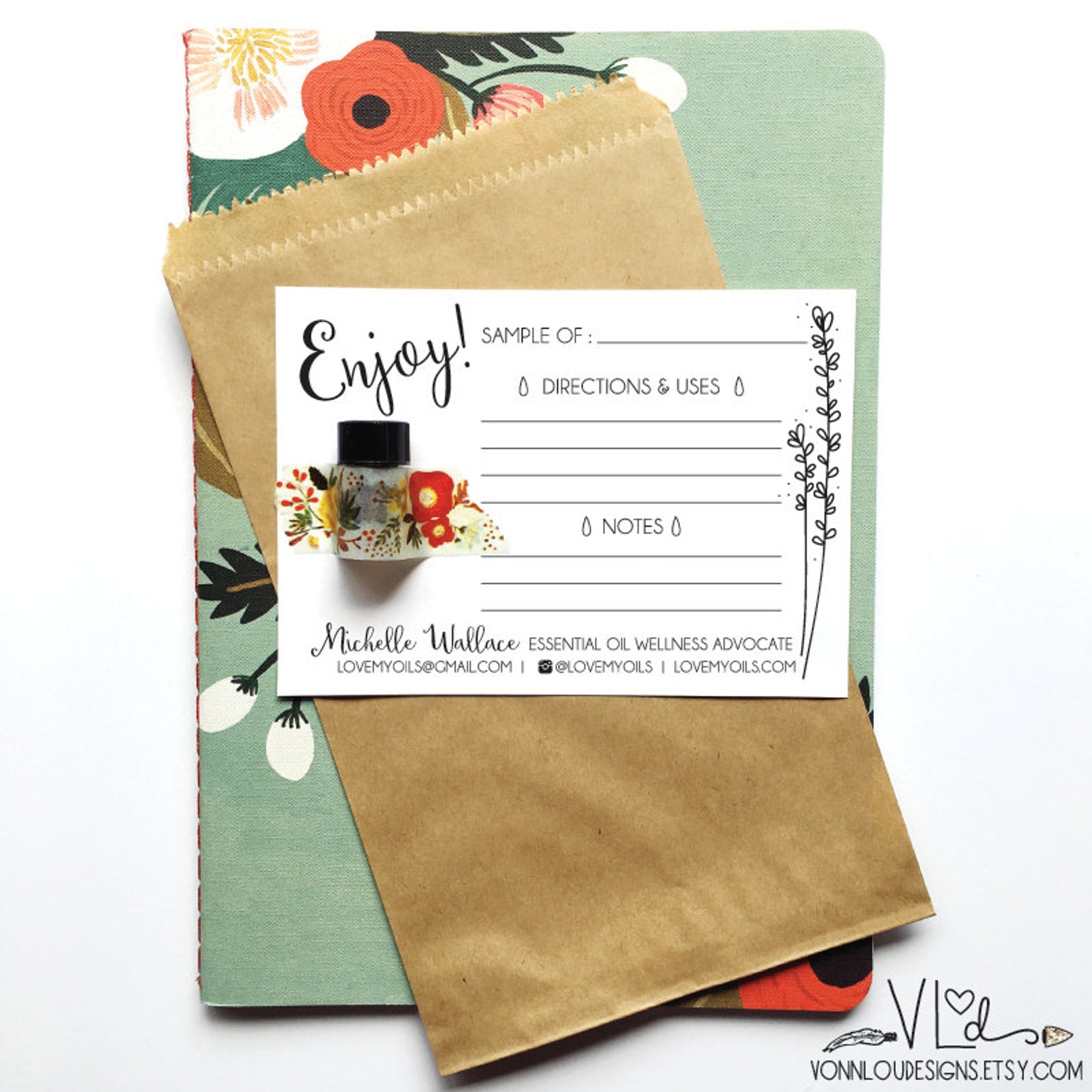 Printable Essential Oil Sample Cards Hand Illustrated Design | Etsy