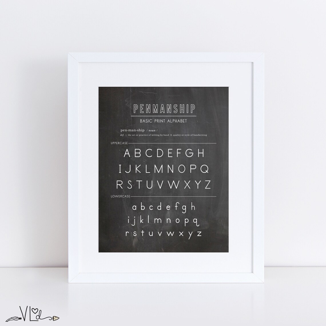 Alphabet penmanship chart hand illustrated printable Etsy