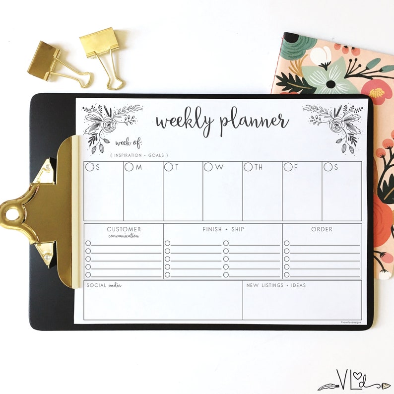 PRINTABLE Etsy Weekly Planner Small Business Weekly Planner - Etsy