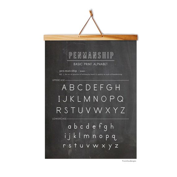 Alphabet penmanship chart hand illustrated printable Etsy