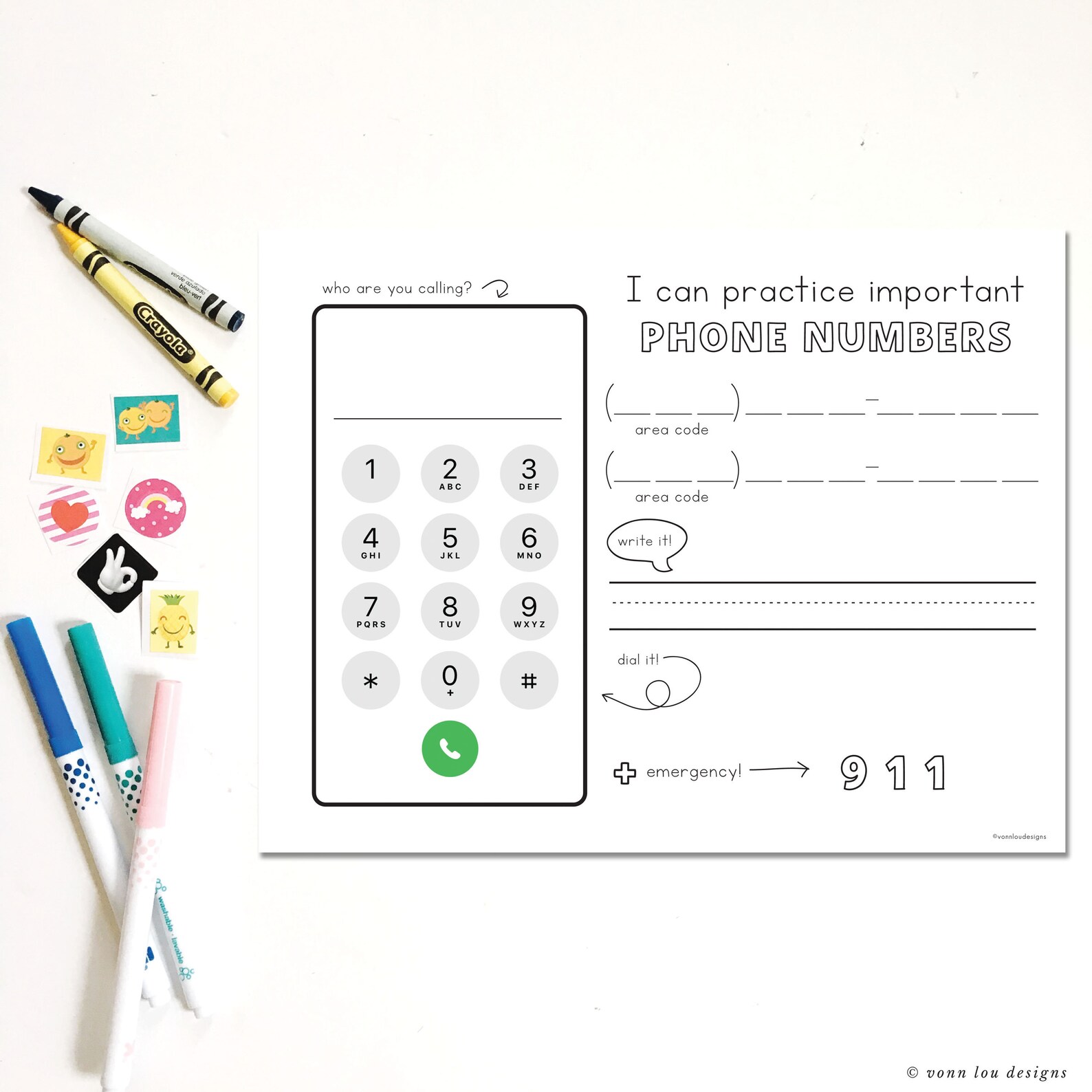 Phone Number Practice Circle Time Emergency Phone Number Etsy