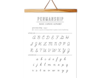 Alphabet Penmanship Chart Hand Illustrated Printable - Etsy