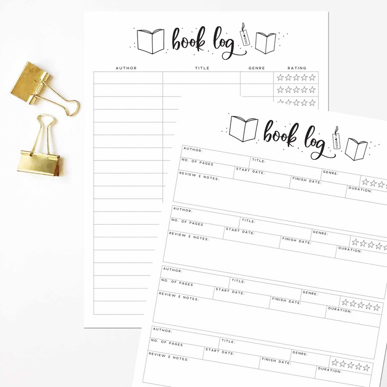 Book Log Printable Instant Download Book Log List Etsy