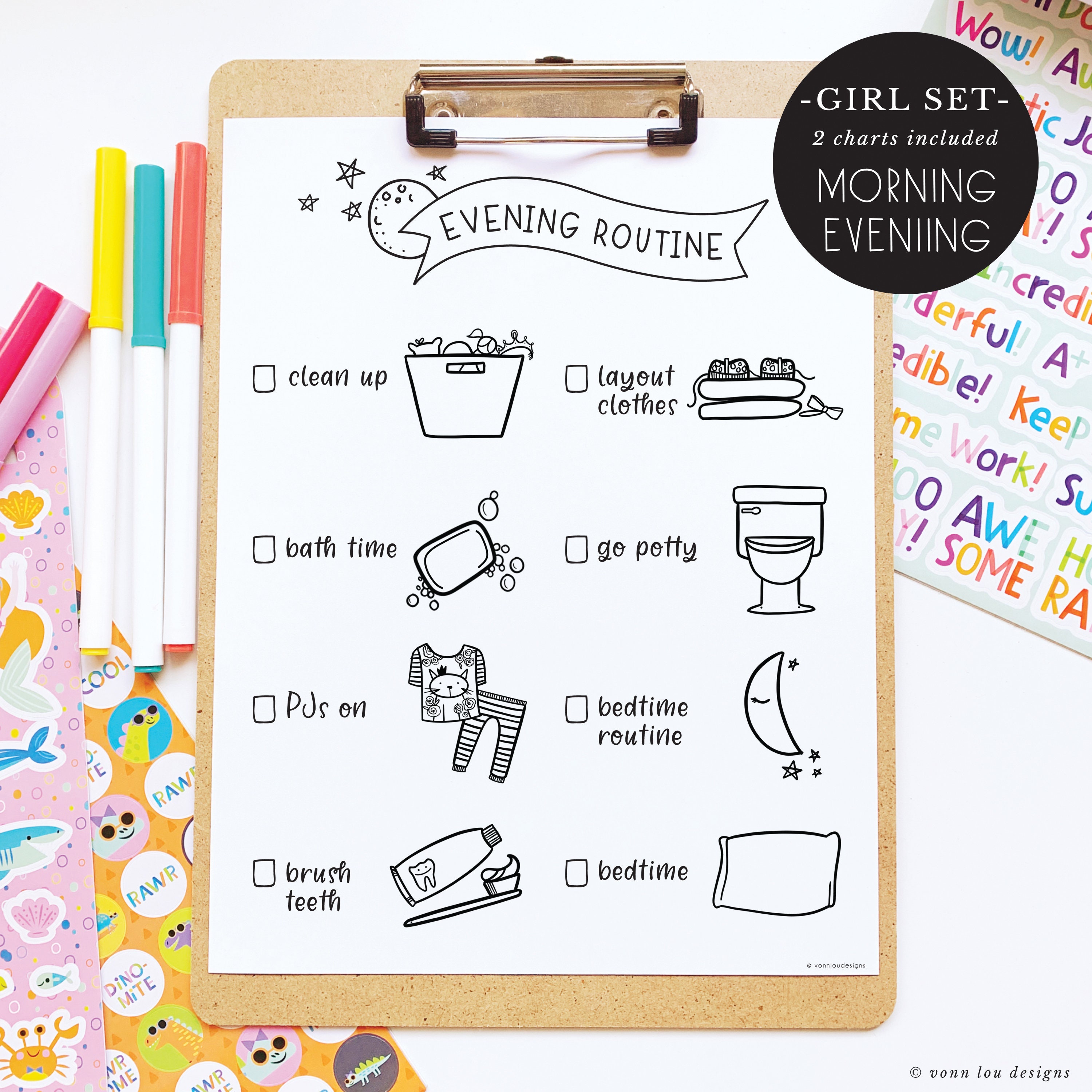 chore chart instant printable diy morning jobs evening etsy norway