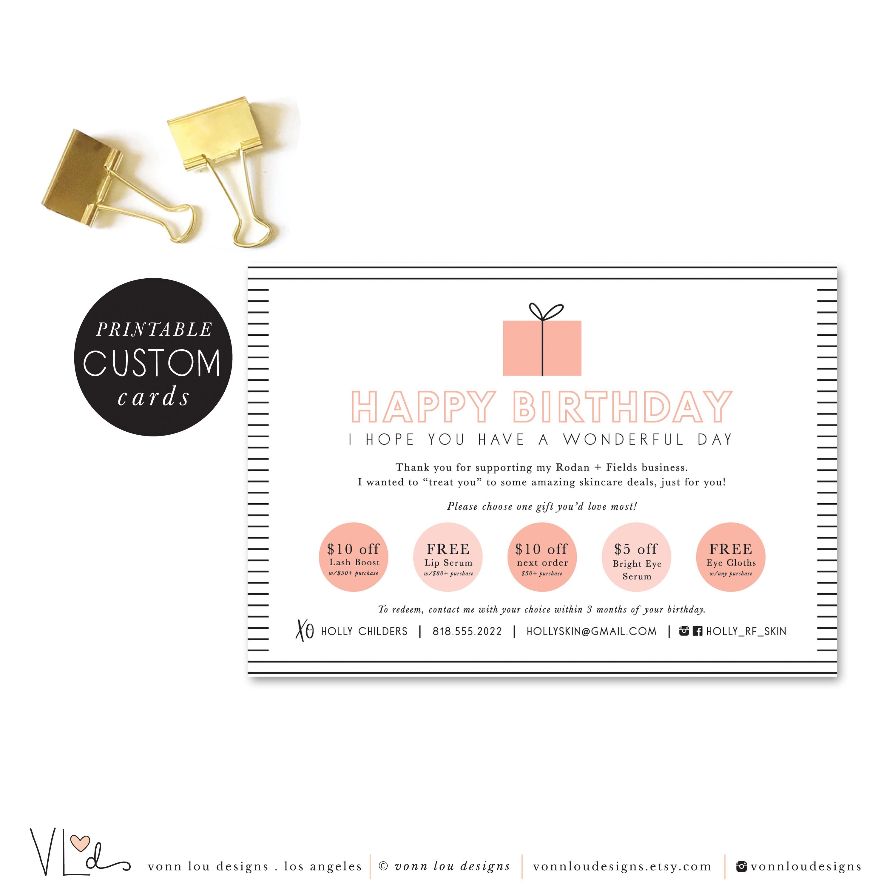 Rodan and Fields Coupon Cards Customized Coupons Birthday - Etsy