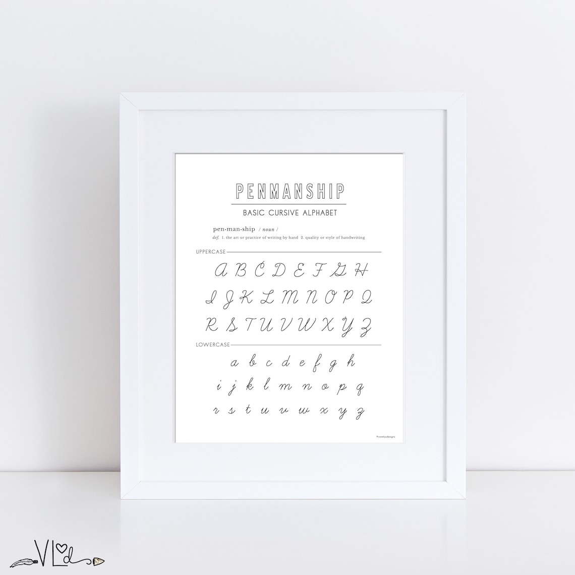 Alphabet penmanship chart hand illustrated printable Etsy