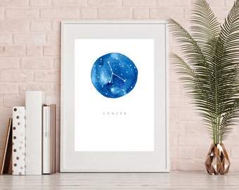 Cancer Zodiac Print - wall art | zodiac sign | horoscope | constellation | birthday gift | cancer art | 8x10 PRINT