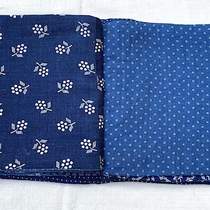 Handmade sampler book of antique indigo blue calico fabrics and patchwork 6.5"