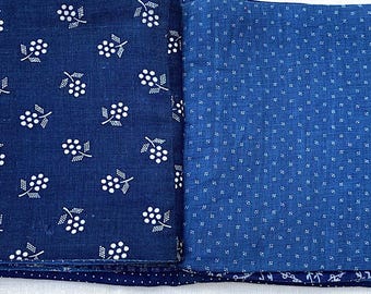 Handmade sampler book of antique indigo blue calico fabrics and patchwork 6.5"