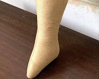 Antik Viktorianische formschöne Beinmütze Nadelkissen beige Baumwolle Sateen fest gestopft