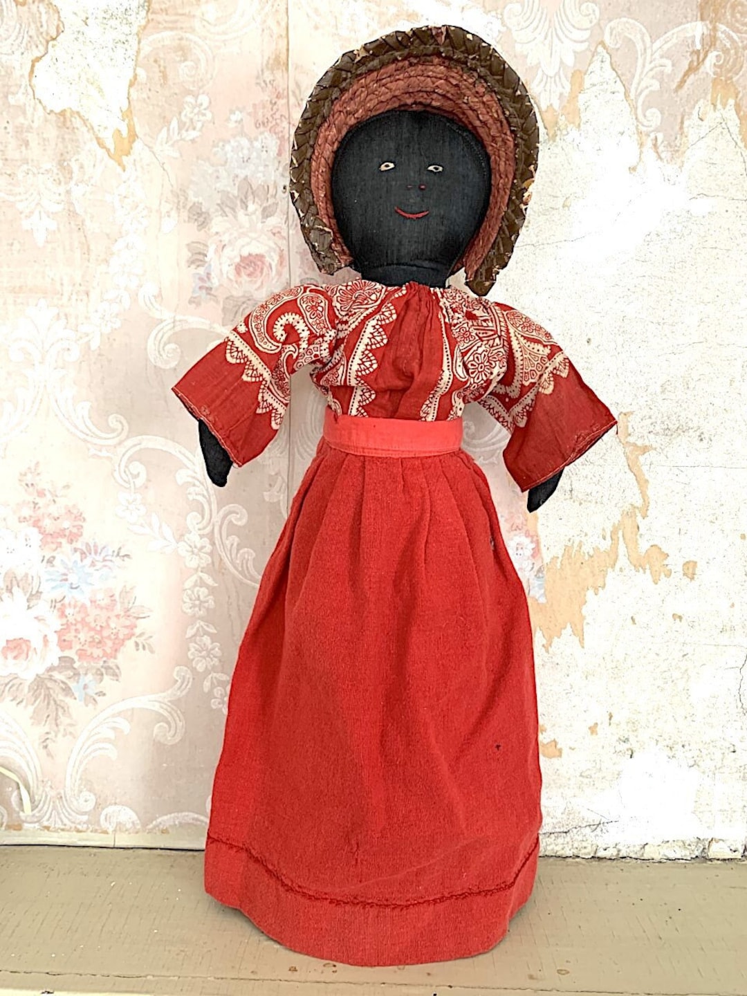 Antique Black Cloth Doll With Antique Clothing 16.5 Inches Etsy