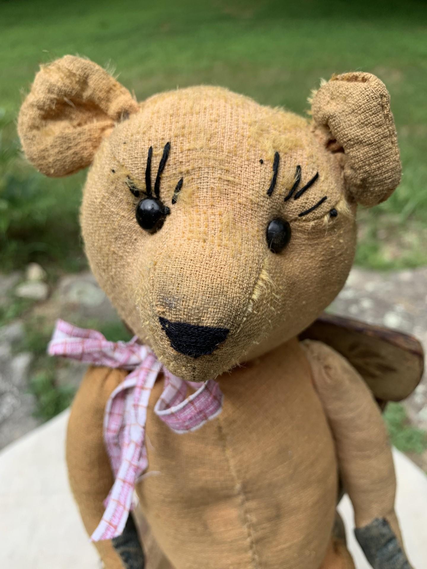 Ancien Ours En Peluche En Paille A Restaurer Deco retro