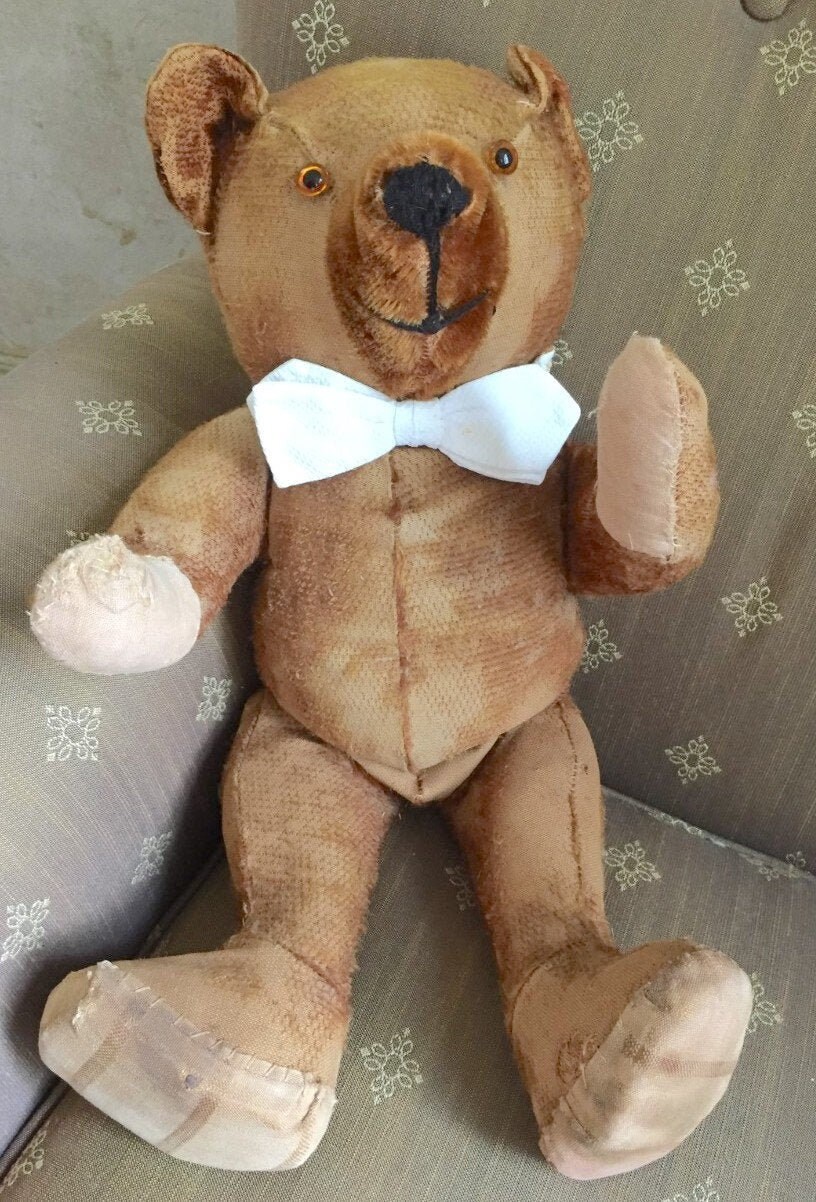 Brown Teddy Bear Sew-On Button Glass Eyes 