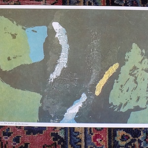 Vintage Mid 20th C. Abstract Lithograph-Sister Mary Corita Kent-"Night In The Midst Of Her Course"