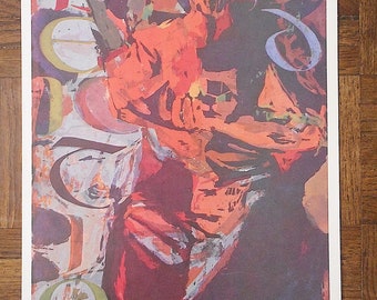 Vintage midden 20e eeuw abstracte lithografie-zus Mary Corita Kent-"Benedictus"