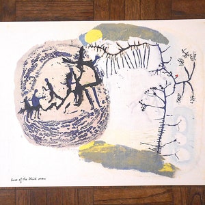 Vintage Mid 20th C. Abstract Lithograph-Sister Mary Corita Kent-"Cure Of The Blind Man"