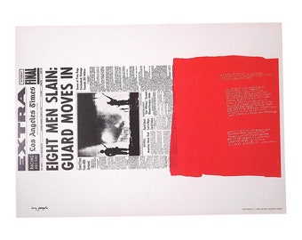 Vintage, abstracte lithografie uit het midden van de 20e eeuw - zus Mary Corita Kent - 'My People'