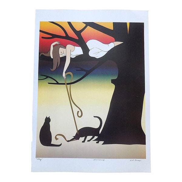 Vintage 20th Century Signed/Titled Will Barnet Lithograph "Play"