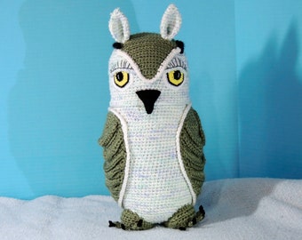 Great Horned Owl, handmade amigurumi crocheted stuffed animal, toy, doll, baby shower gift, new mom gift, new dad gift