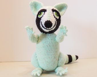 Handmade Crochet Raccoon Plush, Stuffed Animal Toy, Baby Shower Gift