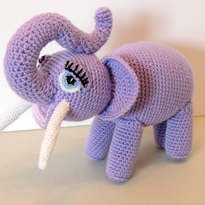 purple elephant, handmade amigurumi crochet stuffed animal, toy, doll, baby shower gift, new mother gift, new mom gift