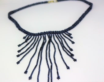 Handmade Beaded Tribal Blue Necklace