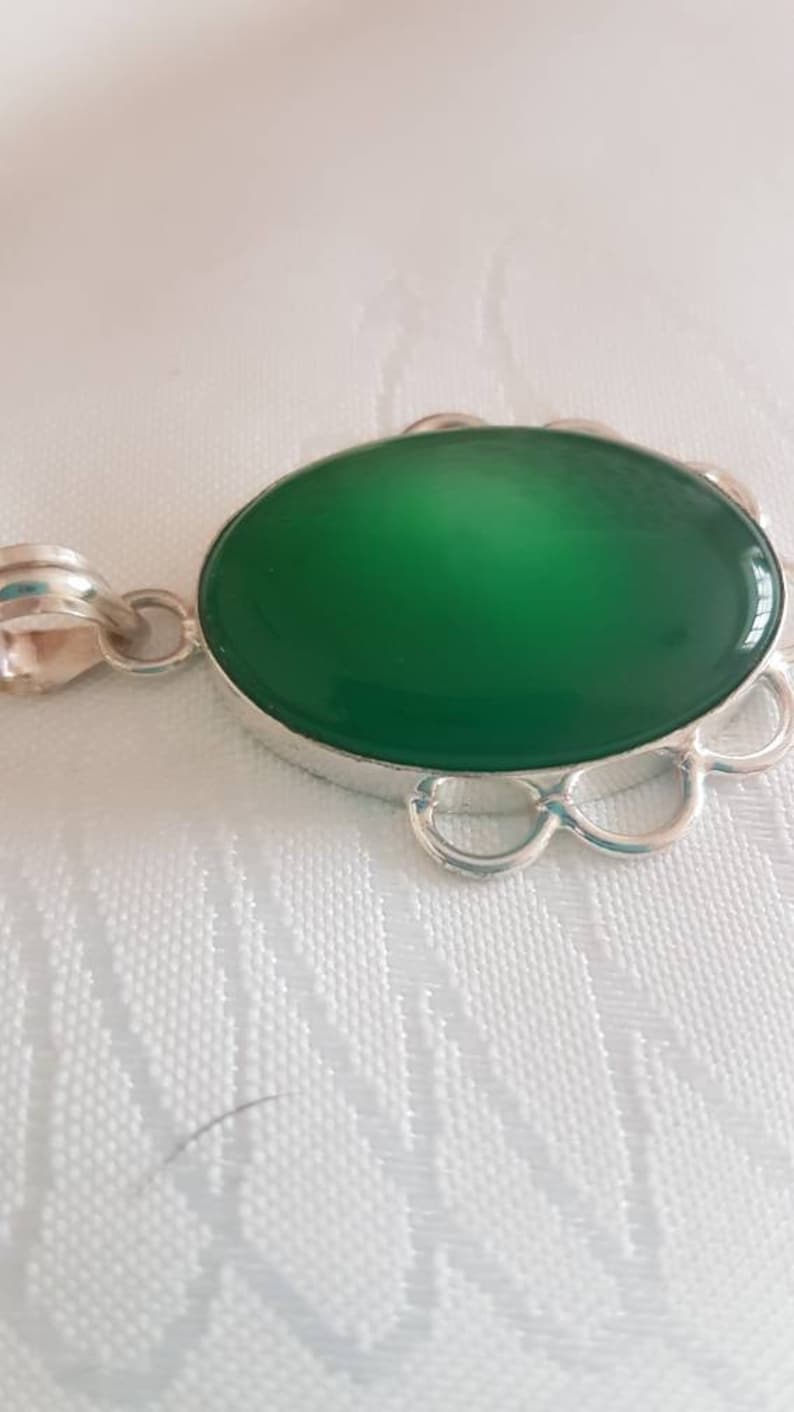 Quartz GreenOnyx Pendant 925 Silver 68mm Gifts Under 20 Statement Jewelry,EmeraldPendant,UK Seller,Gifts For Her,Boho,Vintage,Green Stone