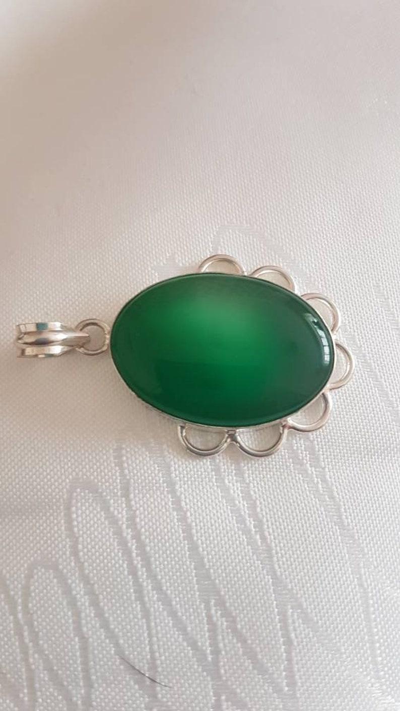 Quartz GreenOnyx Pendant 925 Silver 68mm Gifts Under 20 Statement Jewelry,EmeraldPendant,UK Seller,Gifts For Her,Boho,Vintage,Green Stone