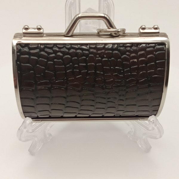 Judith Leiber for Neiman Marcus Black crocodile skin Trinket Box- Jewelry Box Pillbox