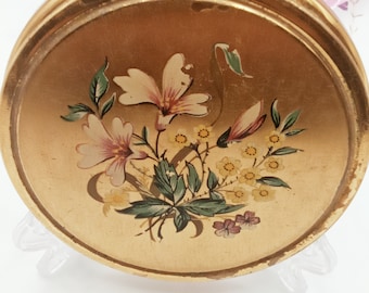 Vintage Mimosa Flower Goldtone Powder Compact 7cm  Gift For Her,Vintage Compact,Made In England,Vintage Vanity