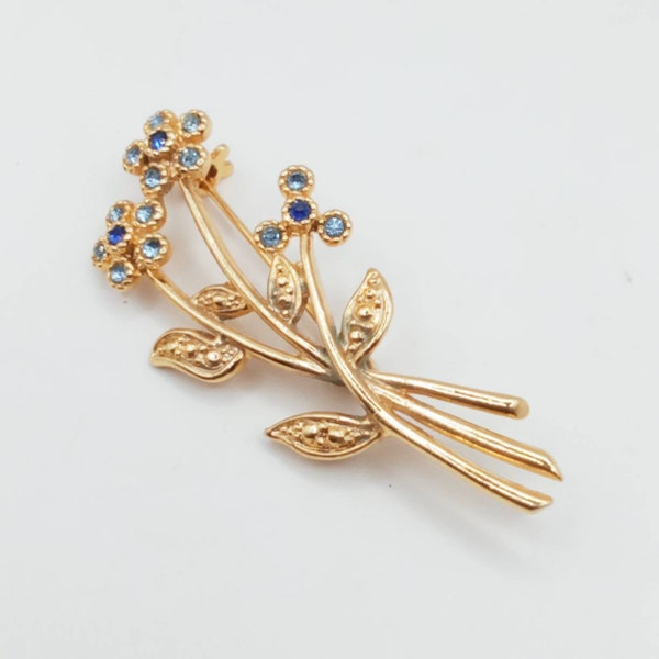 Vintage Movitex Blue Flower Brooch 5x2cm