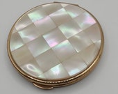 Vintage Mother Of Pearl Kigu Of London Powder Compact,Beautiful Condition 7cm Gift For Her,Vintage Compact,Made In England, Stratton