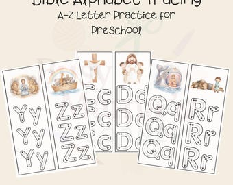 Schede di lavoro sull'alfabeto cristiano / Esercizi di scrittura a mano della Bibbia / Scuola materna cristiana / Apprendimento basato sulla fede / Esercizio di lettere per l'istruzione parentale