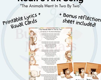 Immagini stampabili della canzone dell'Arca di Noè - Gli animali andavano a due a due / Pacchetto di canzoni cristiane per la scuola materna / Attività sulla storia della Bibbia per bambini