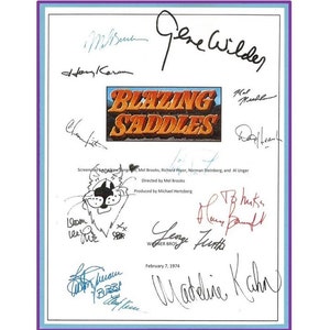 Blazing Saddles signed Script 12x Gene Wilder, Cleavon Little, Madeline Kahn, Mel Brooks, Harvery Korman +