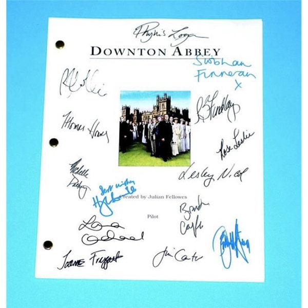 Downton Abbey Pilot Episode Script Autographed: Hugh Bonneville, Jessica Brown-Findlay, Laura Carmichael, Jim Carter, Brendan Coyle & More