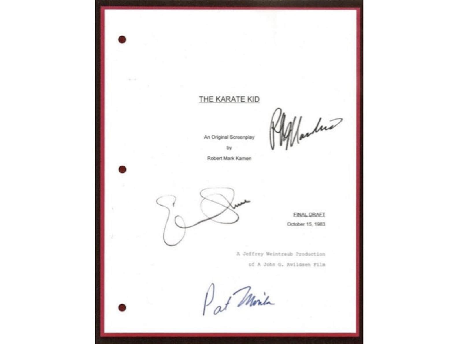 Karate Script The Karate Kid Movie Script Signed Screenplay Autographed: Ralph ...