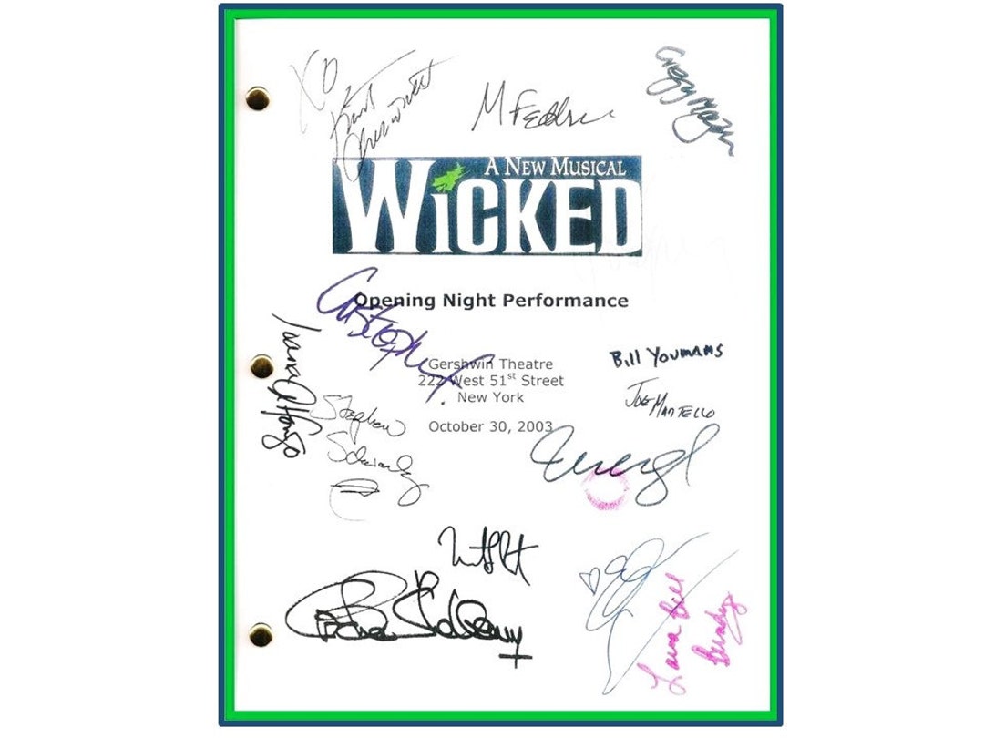 Wicked Broadway Opening Night Script Firmado autografiado - Etsy México