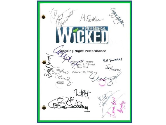 Wicked Broadway Opening Night Script Signed Autographed Idina 