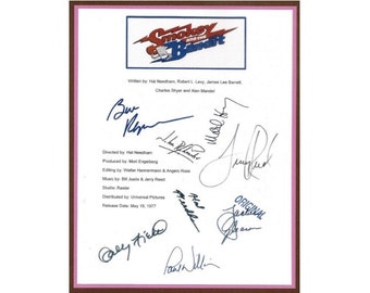 Smokey and the Bandit Movie Script Signed Autographed Burt Reynolds, Sally Field, Jackie Gleason, Hal Needham, Paul Williams