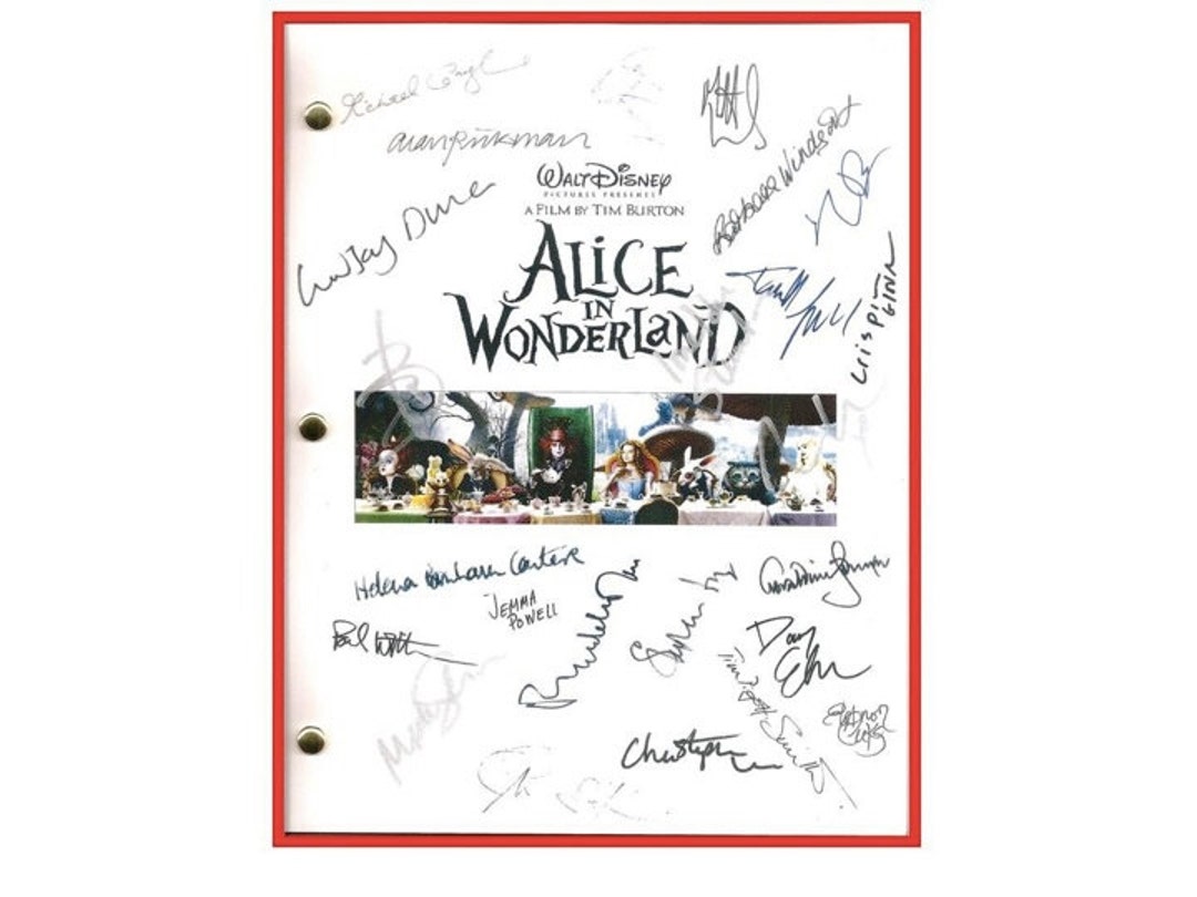 Alice in Wonderland Movie Script Signed Autographed Tim Burton, Mia Wasikowska, Johnny Depp