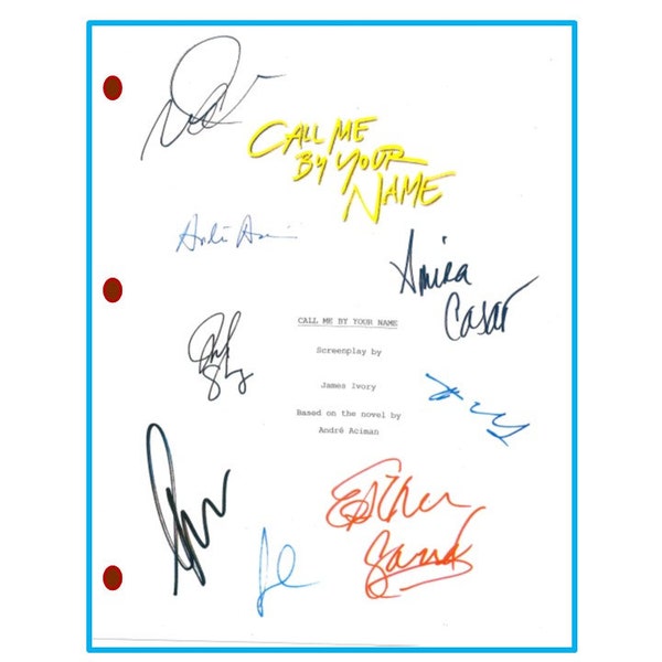 Call Me By Your Name Movie Script Autographed Signed: Timothee Chalamet, Armie Hammer, Michael Stuhlbarg, Amira Casar, Esther Garrel +more