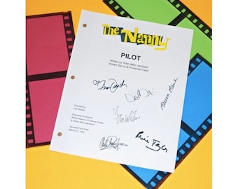 May include: A white sheet of paper with the title "The Nanny" and the word "Pilot" written on it. The paper is signed by several people, including Fran Drescher, the show's creator and star.