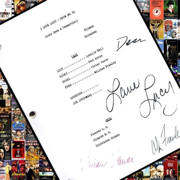 I Love Lucy TV Script Lucy Does A Commercial  VITAMEATAVEGAMIN Signed Lucille Ball, Desi Arnaz, Vivian Vance, William Frawley