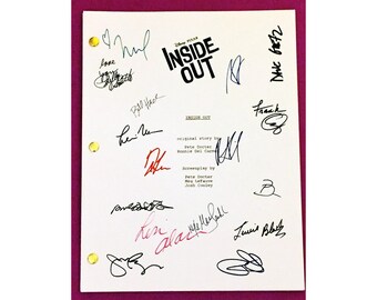 Inside Out Signed Script Rpt Pixar Amy Poehler, Phyllis Smith, Richard Kind, Bill Hader, Mindy Kaling, Diane Lane